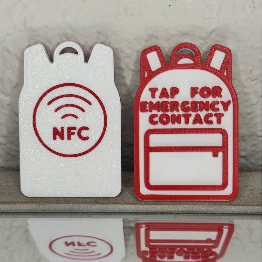 NFC Emergency Contact Keychain – 3D Printed