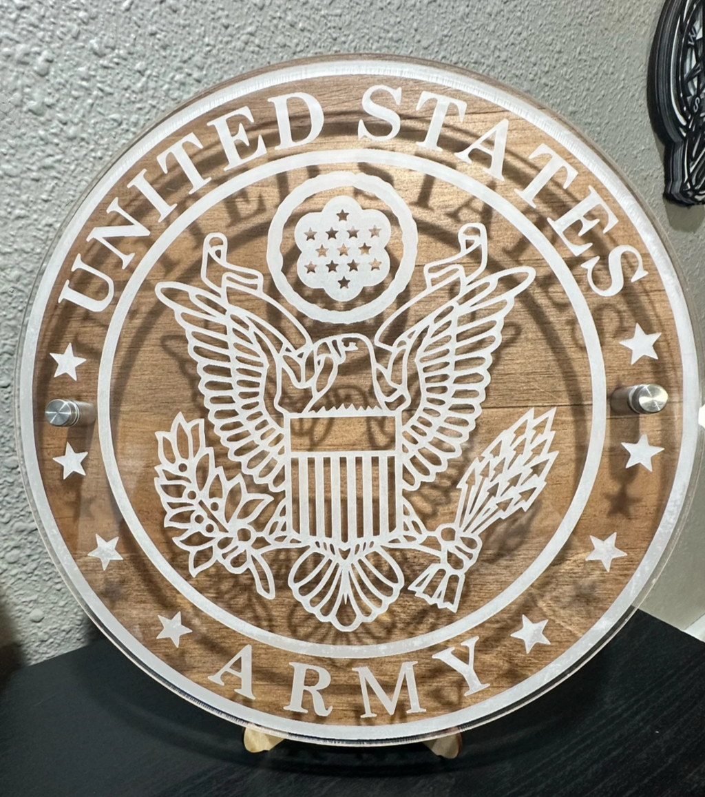 12” U.S. Military Service Logo – Acrylic & Wood Wall Sign