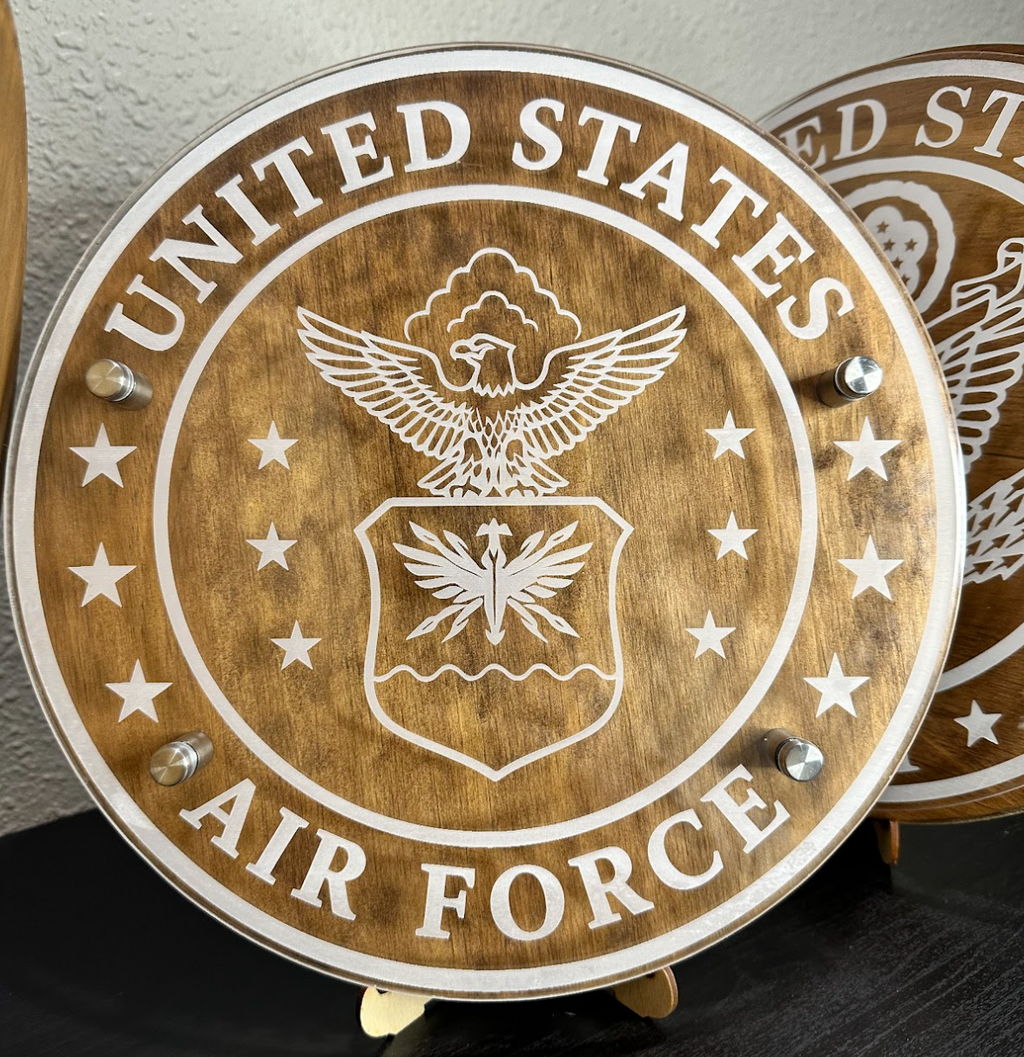 12” U.S. Military Service Logo – Acrylic & Wood Wall Sign