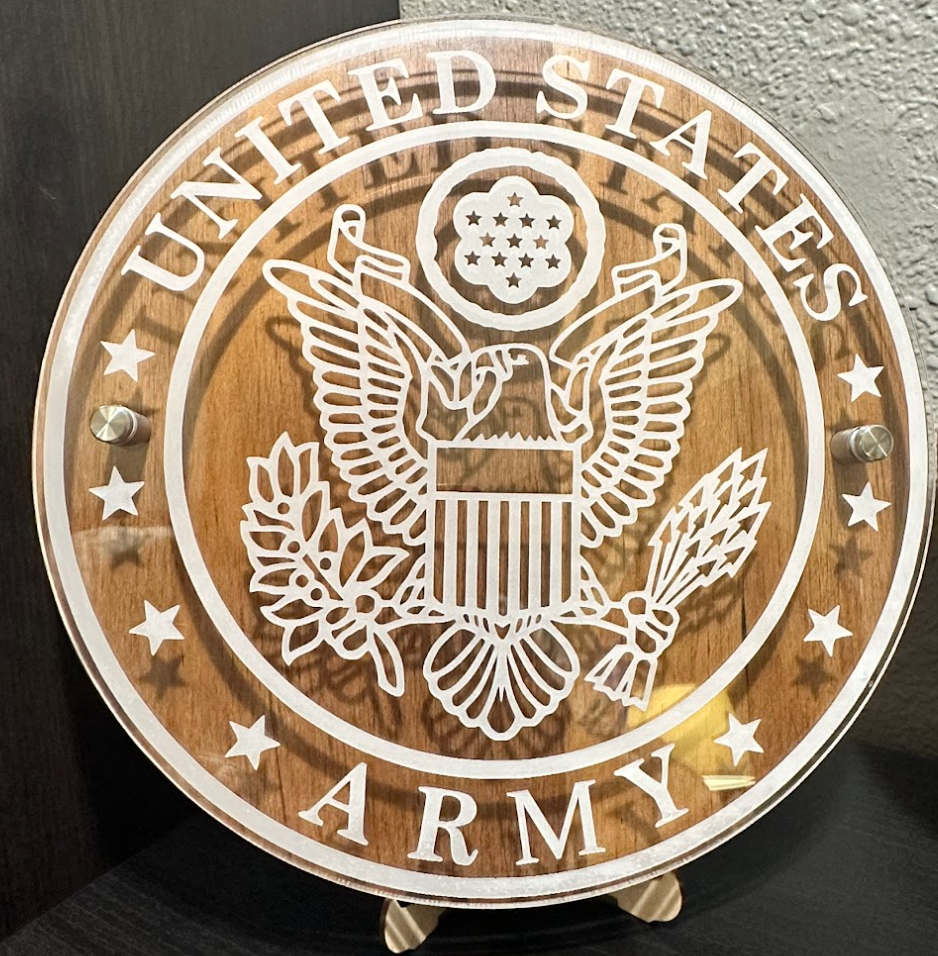12” U.S. Military Service Logo – Acrylic & Wood Wall Sign
