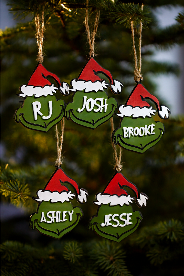 🎄 Custom Grinch Face Christmas Ornaments 🎄